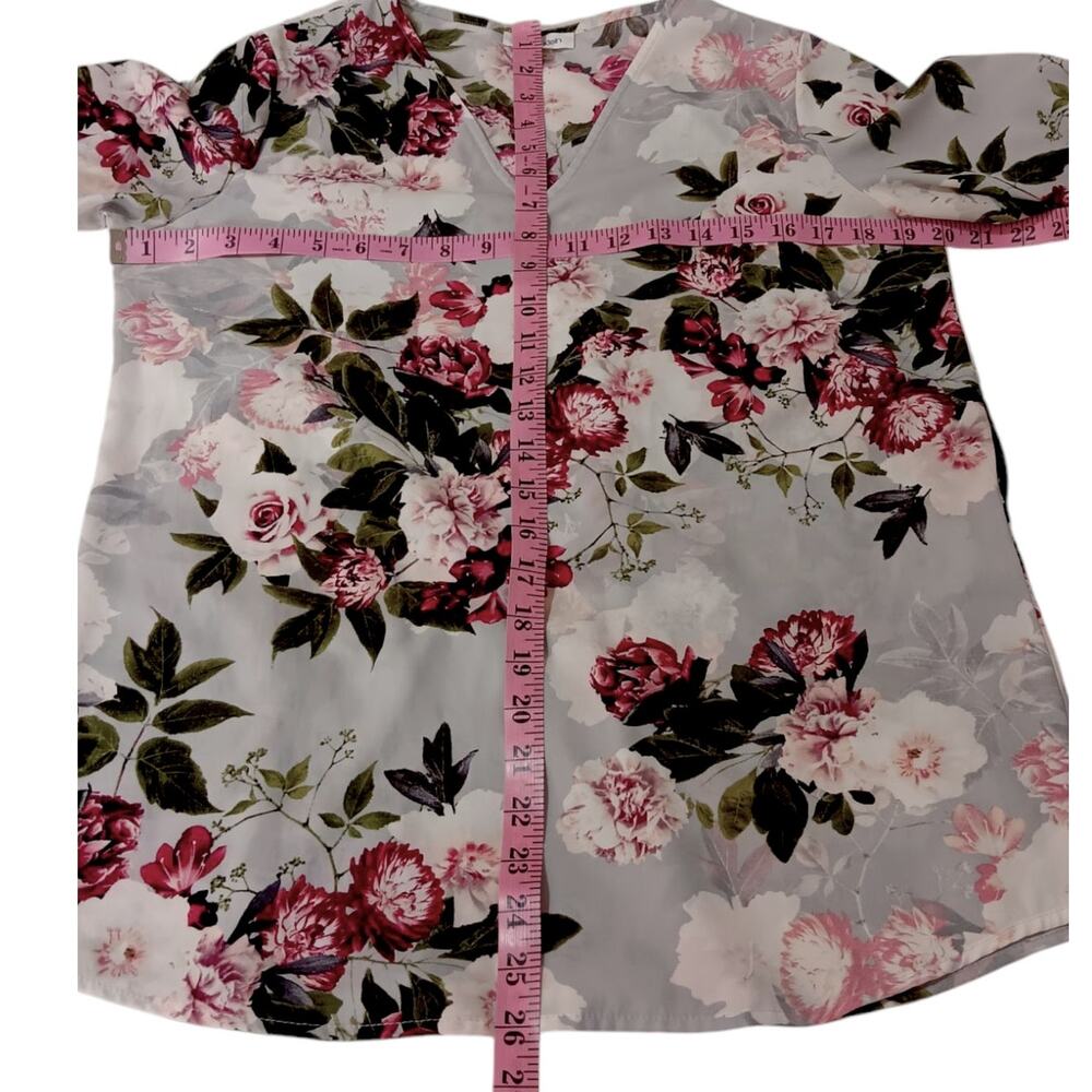 CALVIN KLEIN V-Neck Blouse Top Small Romantic Feminine Floral Cottagecore Roses - Picture 4 of 7